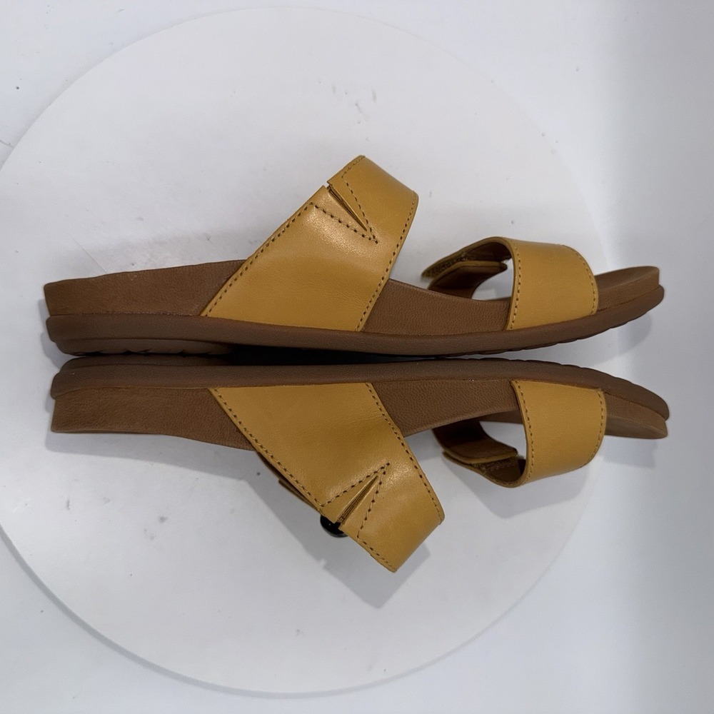 Dansko Justine Yellow Leather Double Strap Wedge Sandals Women's Size 38/7.5-8 - Picture 5 of 8